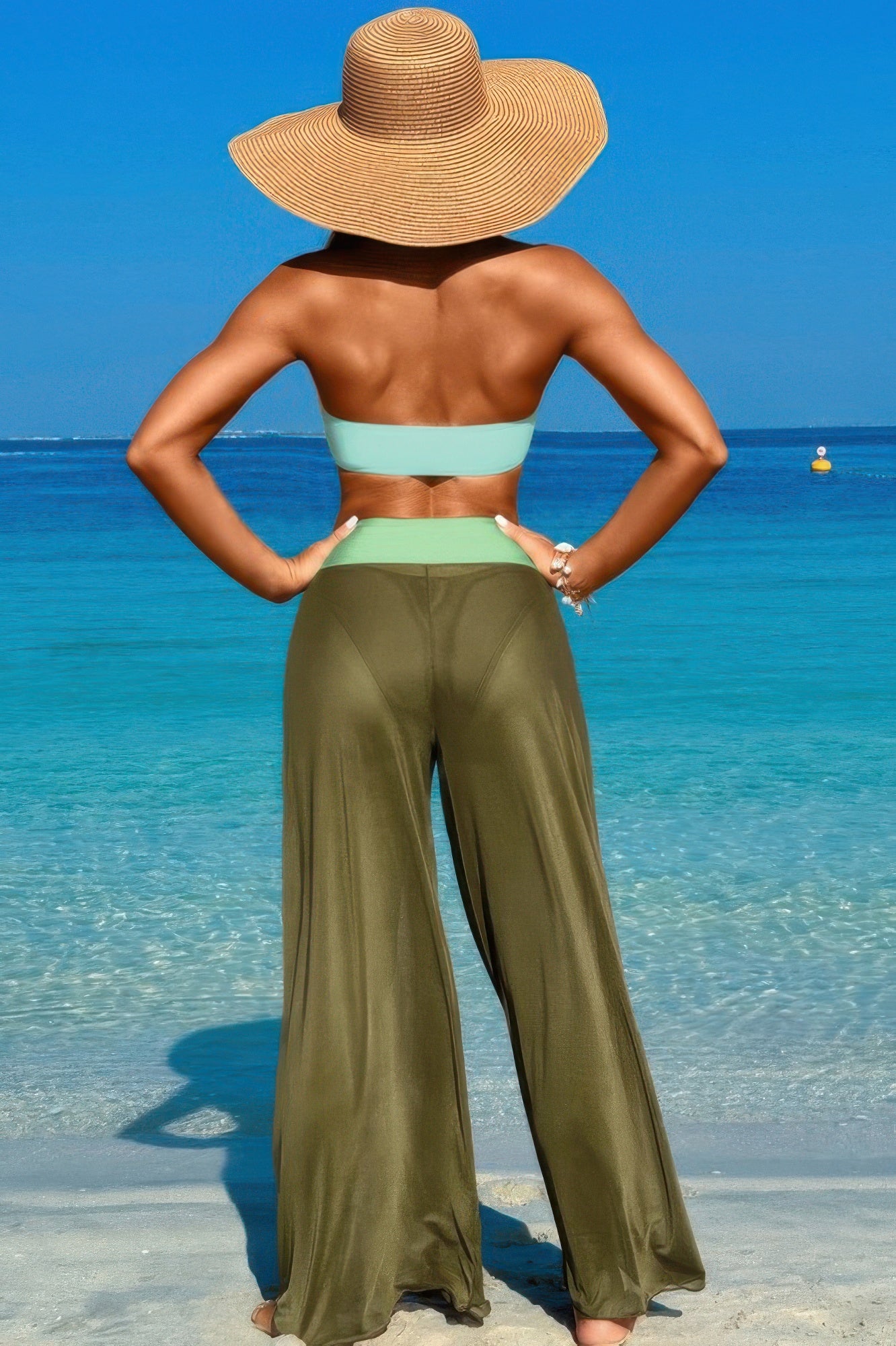 Solid Color Metal Decor Beach Bikini Pants Set - Tigbul's Variety Fashion Shop