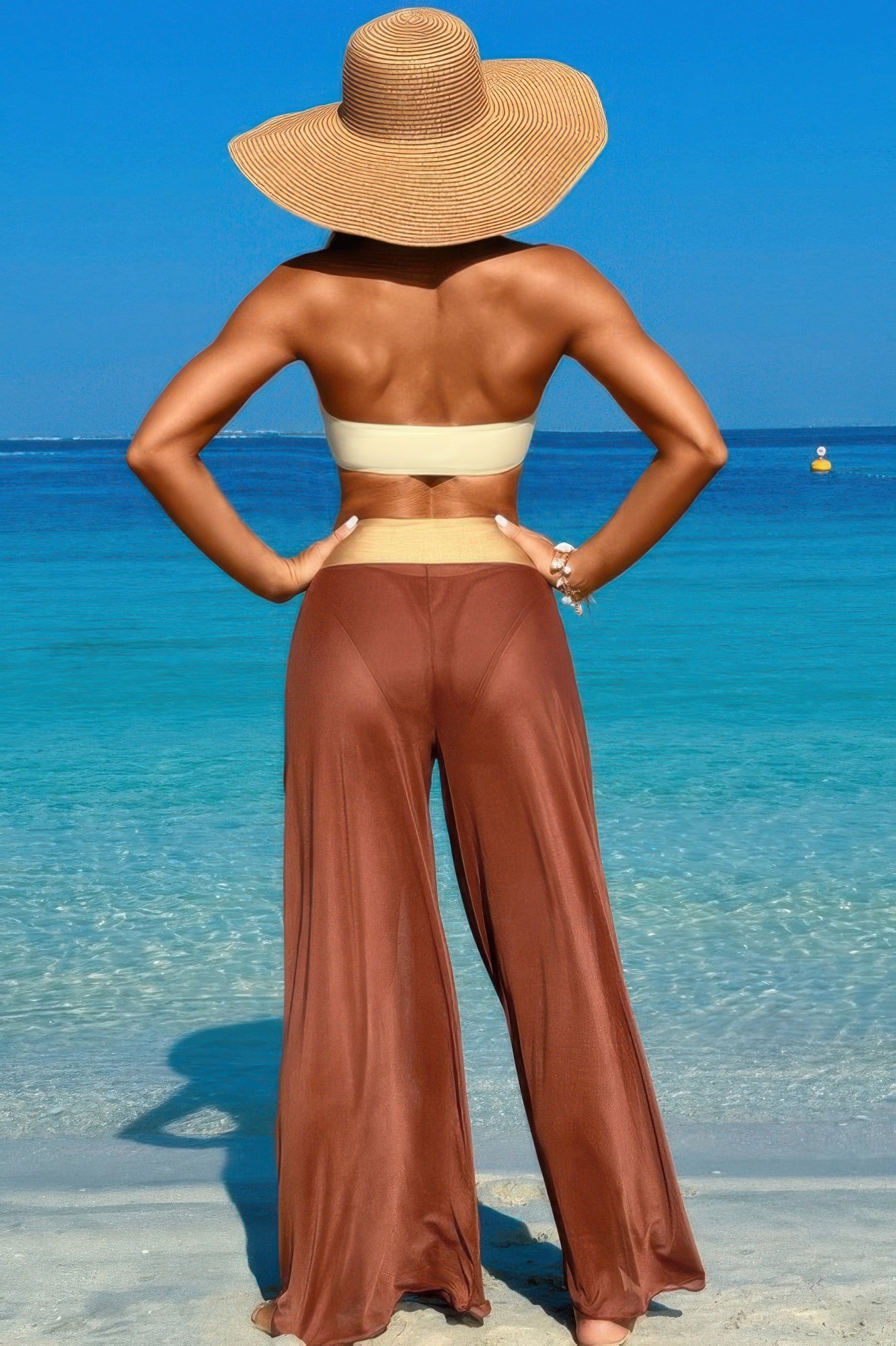 Solid Color Metal Decor Beach Bikini Pants Set - Tigbul's Variety Fashion Shop