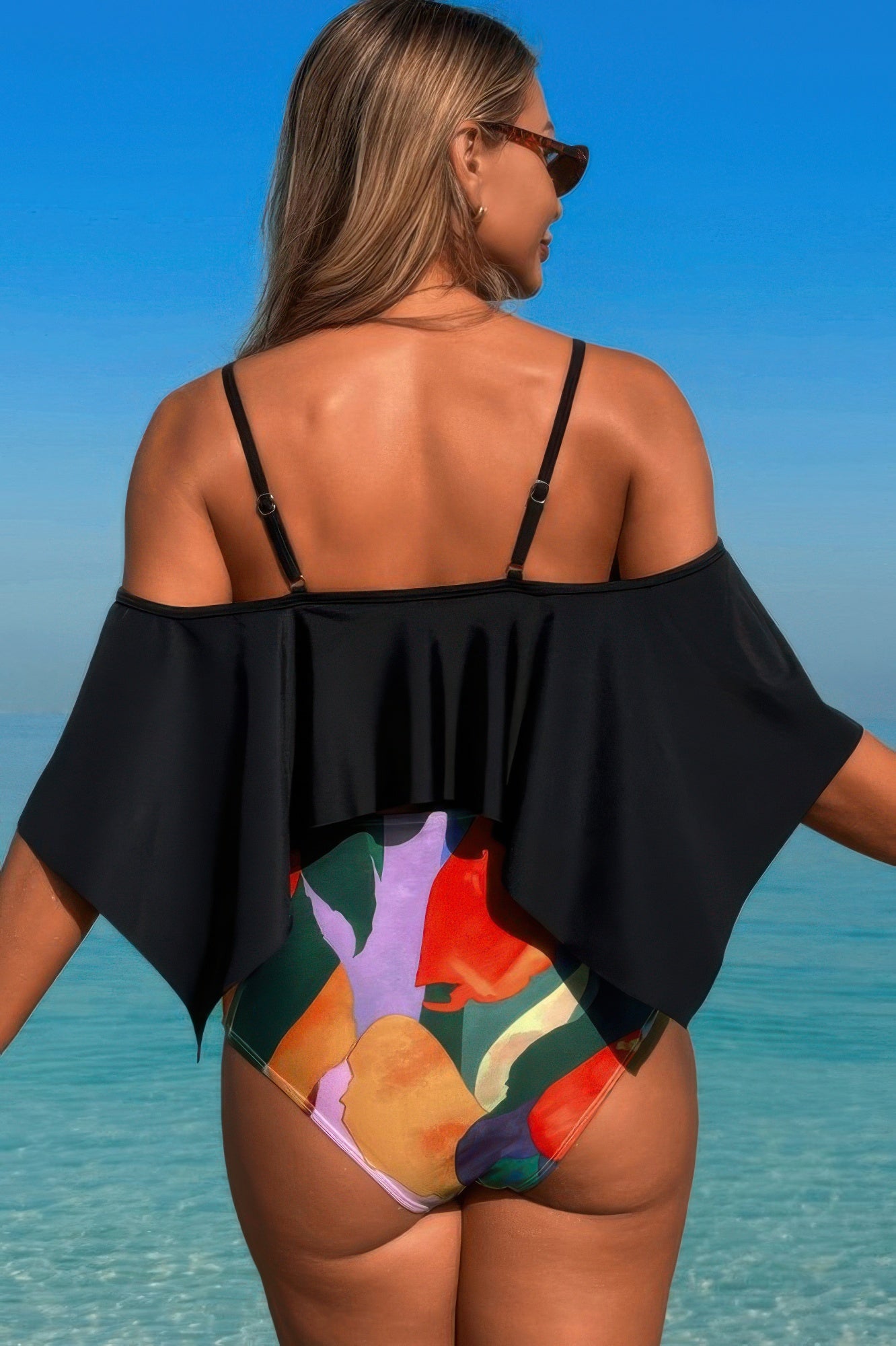 Ruffle Top High Waisted Bottom Tankini Swimsuit - Tigbul's Variety Fashion Shop