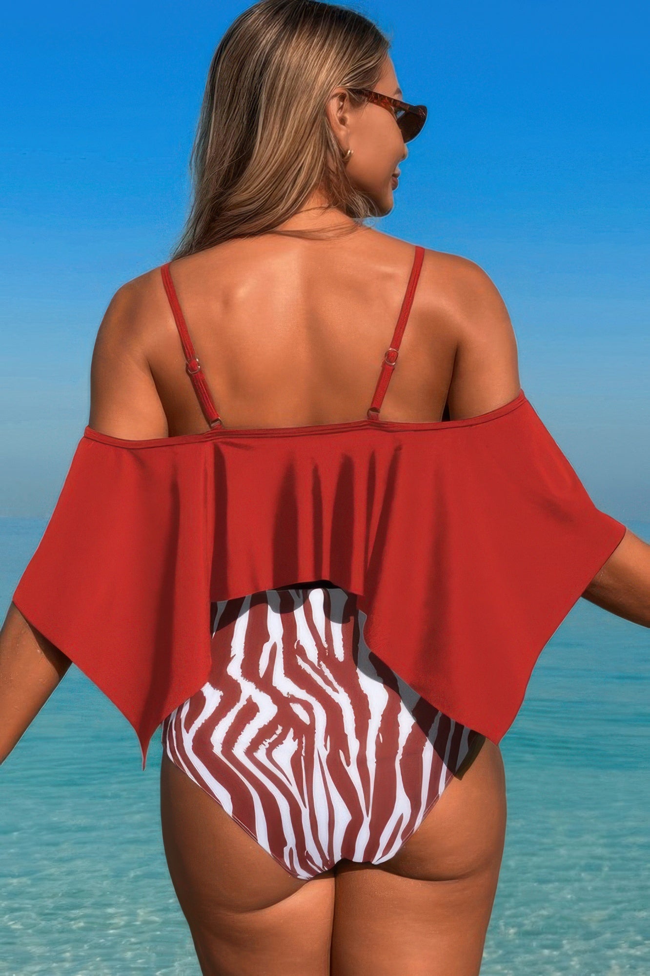 Ruffle Top High Waisted Bottom Tankini Swimsuit - Tigbul's Variety Fashion Shop