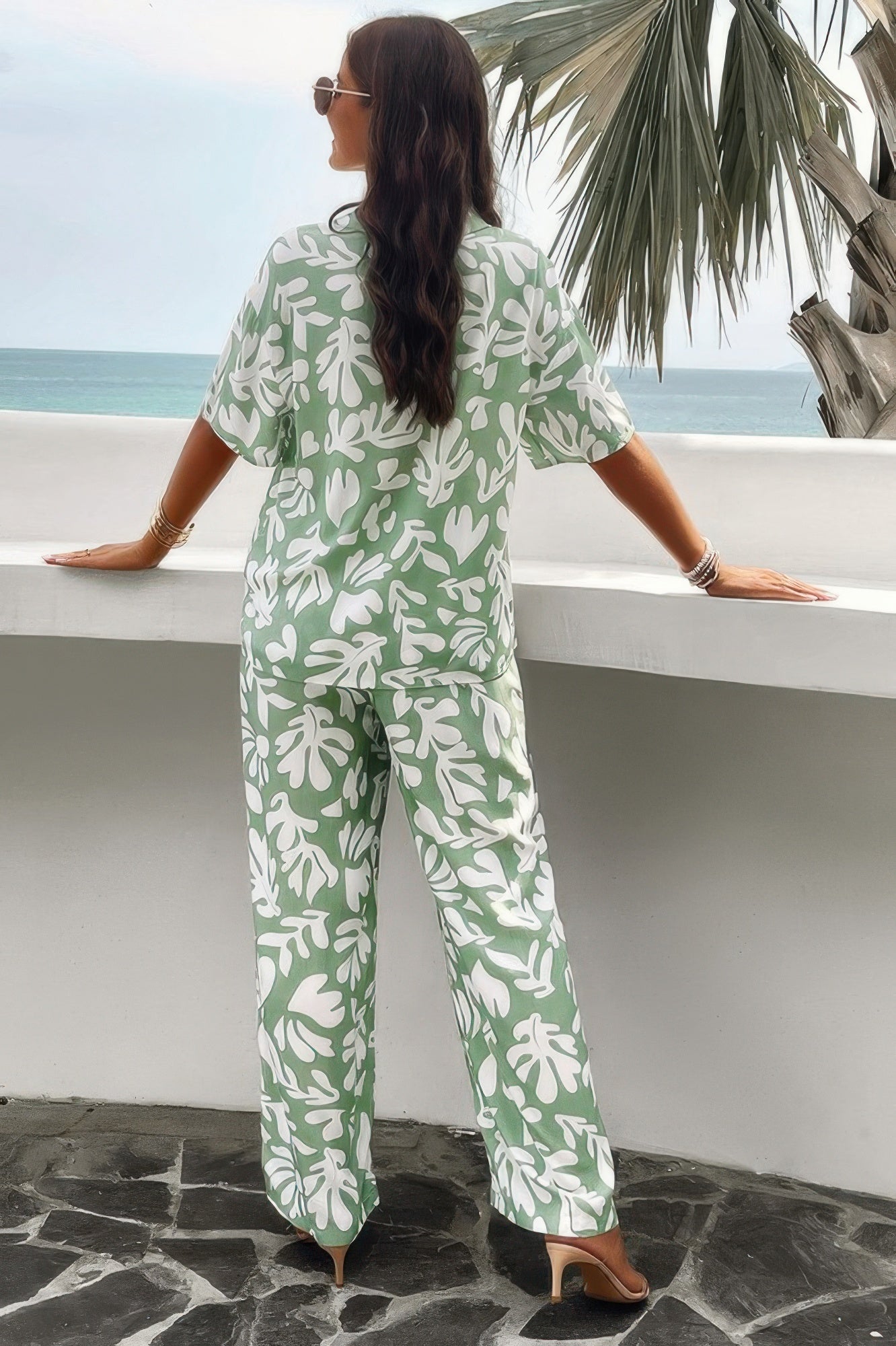 Print Front Button Two Pieces Blouse Sets - Tigbul's Variety Fashion Shop