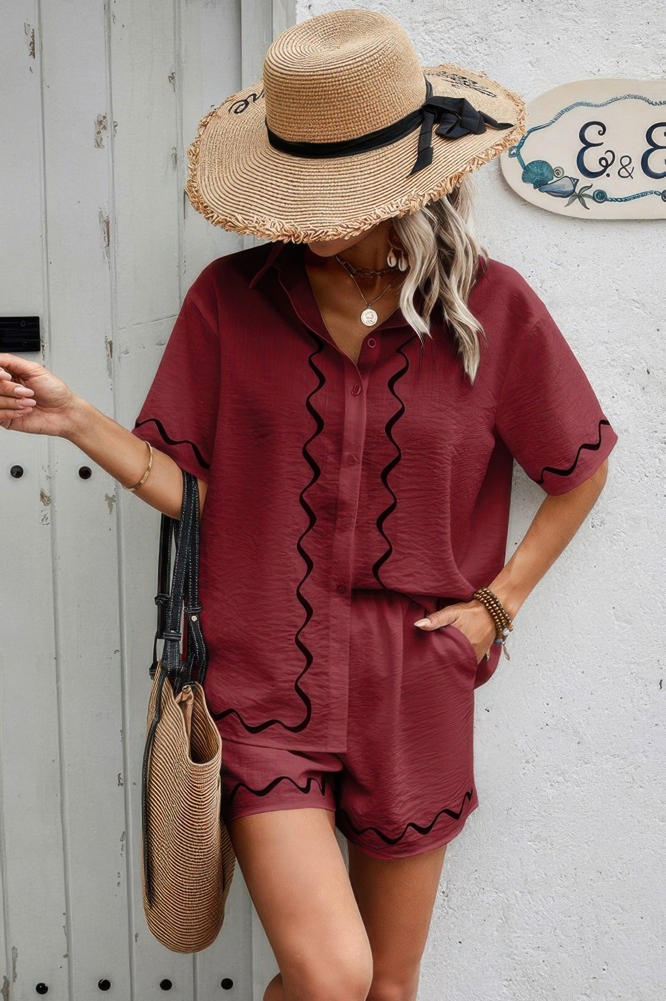 Two Piece Button Down Short Sleeve Outfits Sets - Tigbul's Variety Fashion Shop