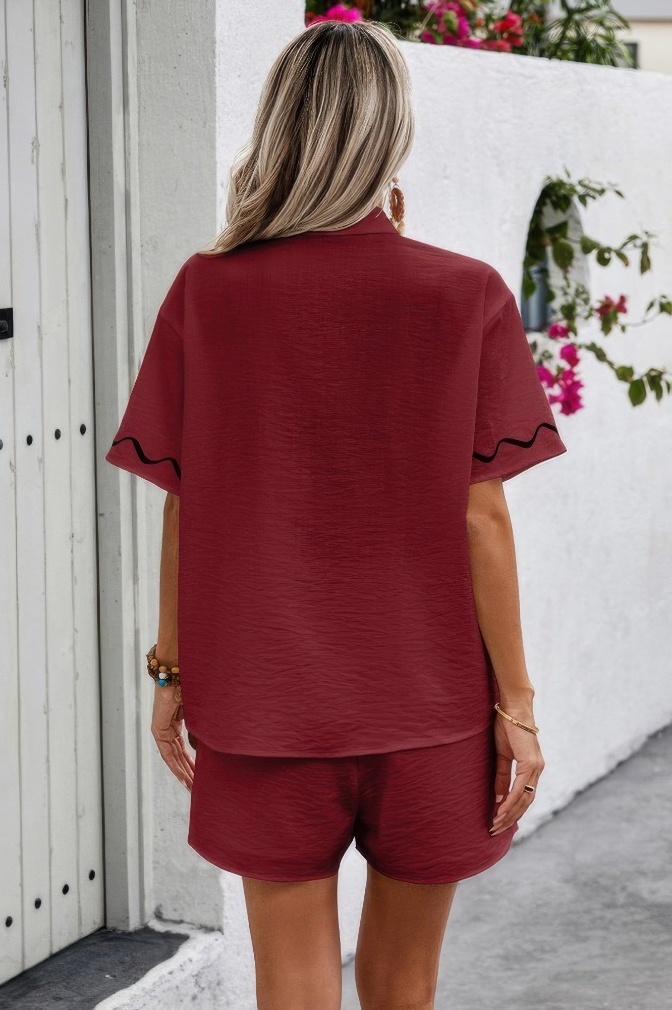 Two Piece Button Down Short Sleeve Outfits Sets - Tigbul's Variety Fashion Shop