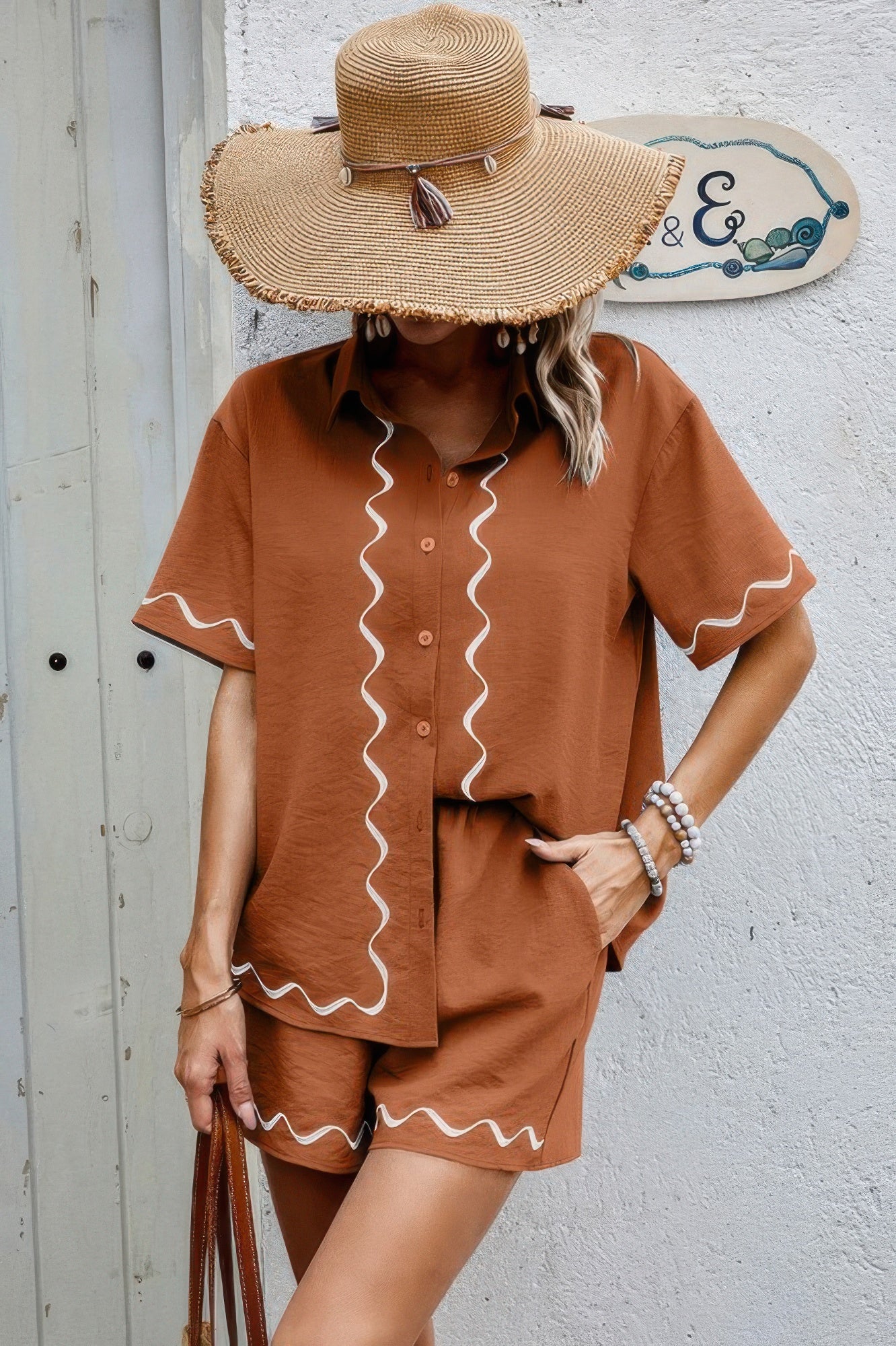 Two Piece Button Down Short Sleeve Outfits Sets - Tigbul's Variety Fashion Shop