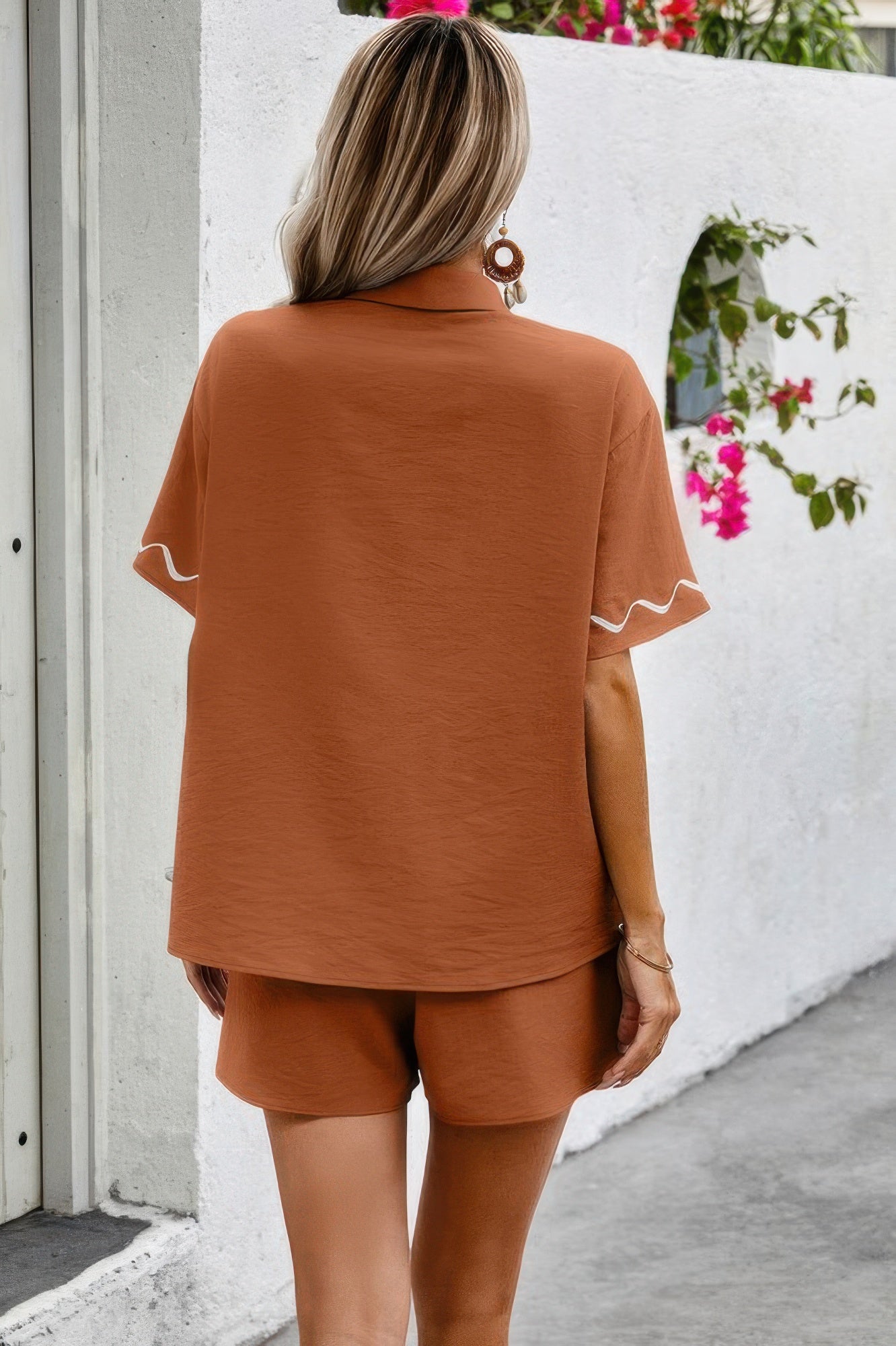 Two Piece Button Down Short Sleeve Outfits Sets - Tigbul's Variety Fashion Shop