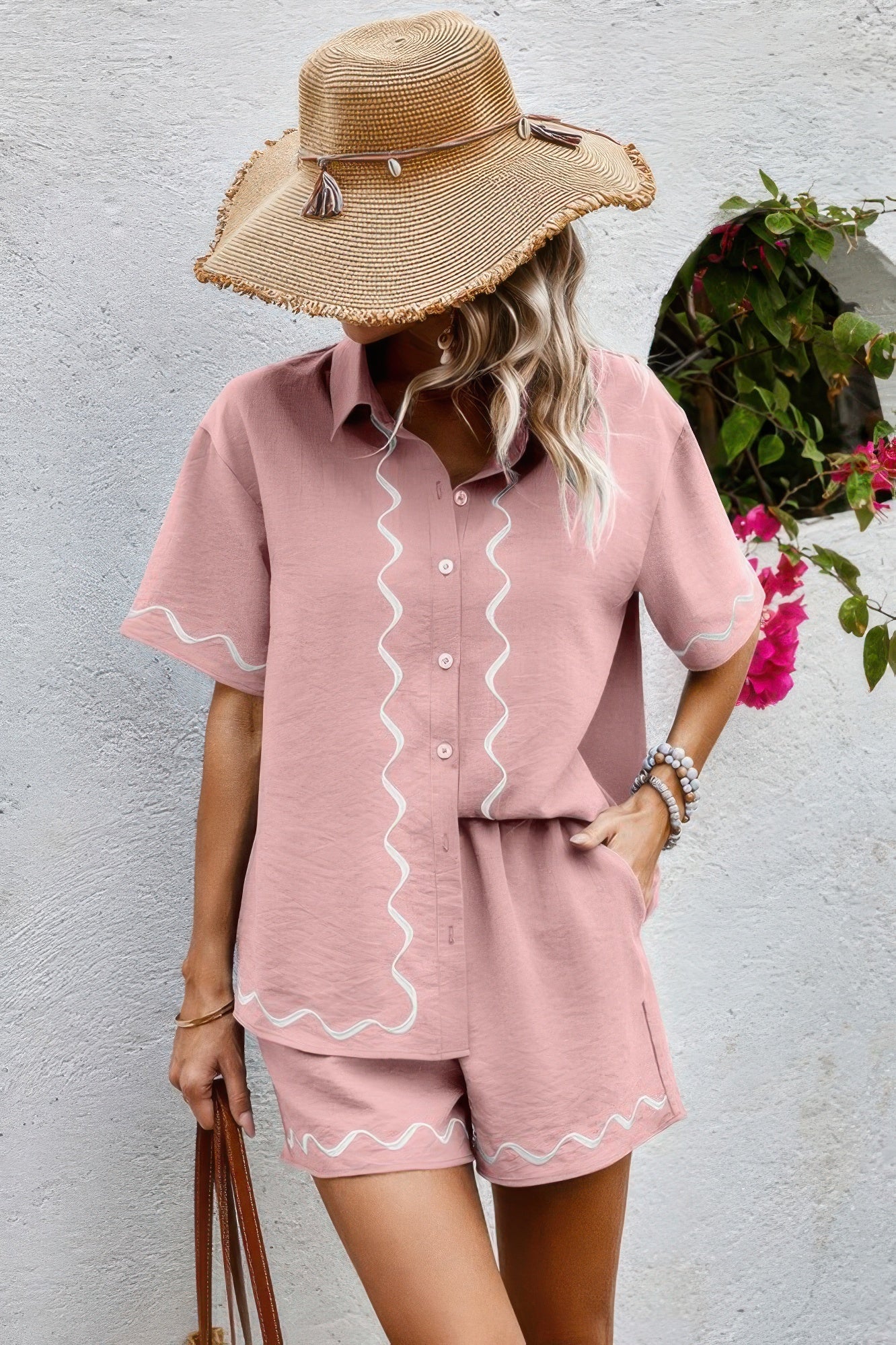 Two Piece Button Down Short Sleeve Outfits Sets - Tigbul's Variety Fashion Shop