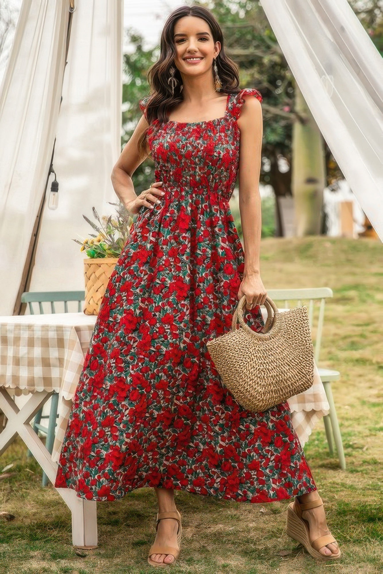Sleeveless Floral Low Neck Max Dress - Tigbul's Variety Fashion Shop