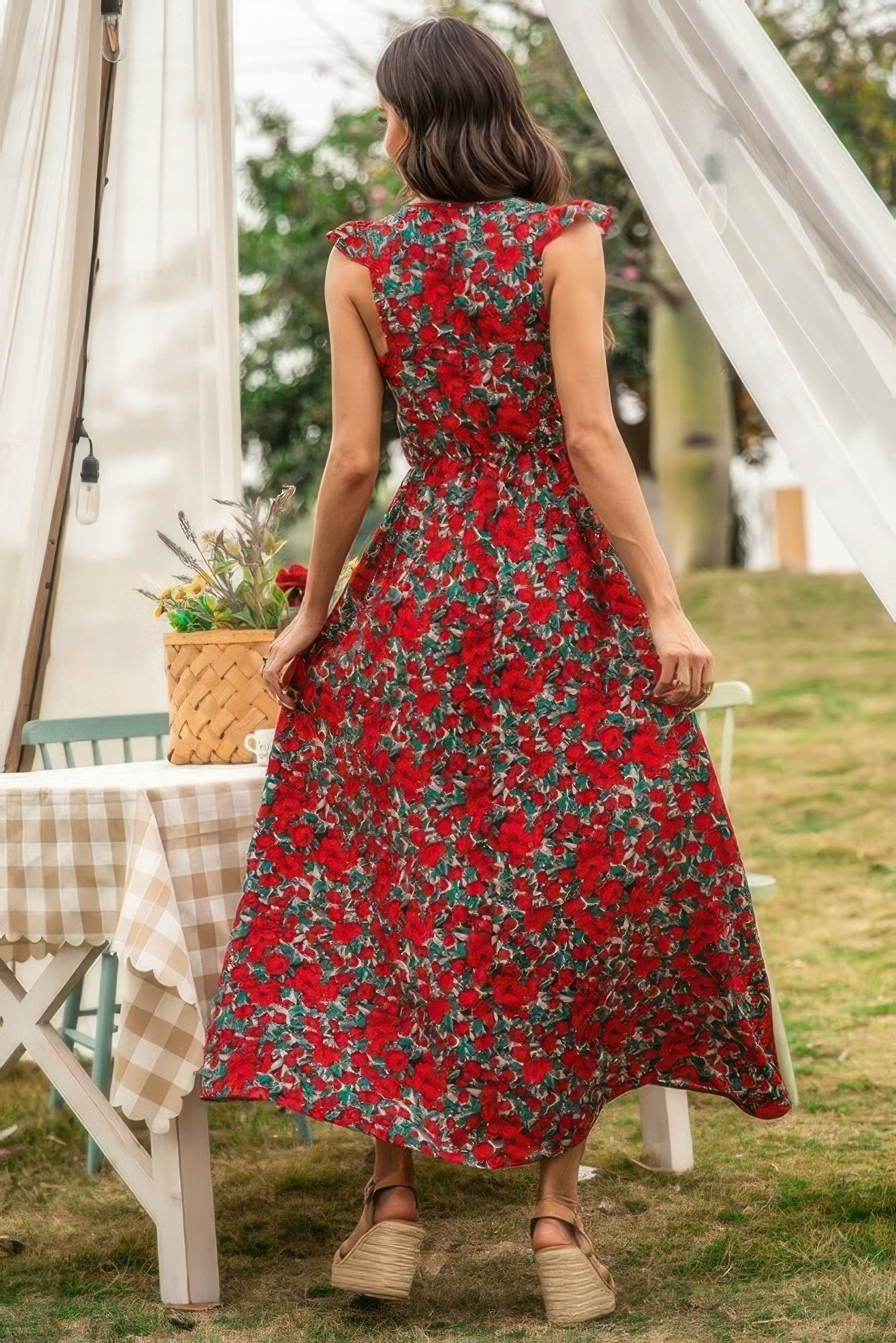 Sleeveless Floral Low Neck Max Dress - Tigbul's Variety Fashion Shop