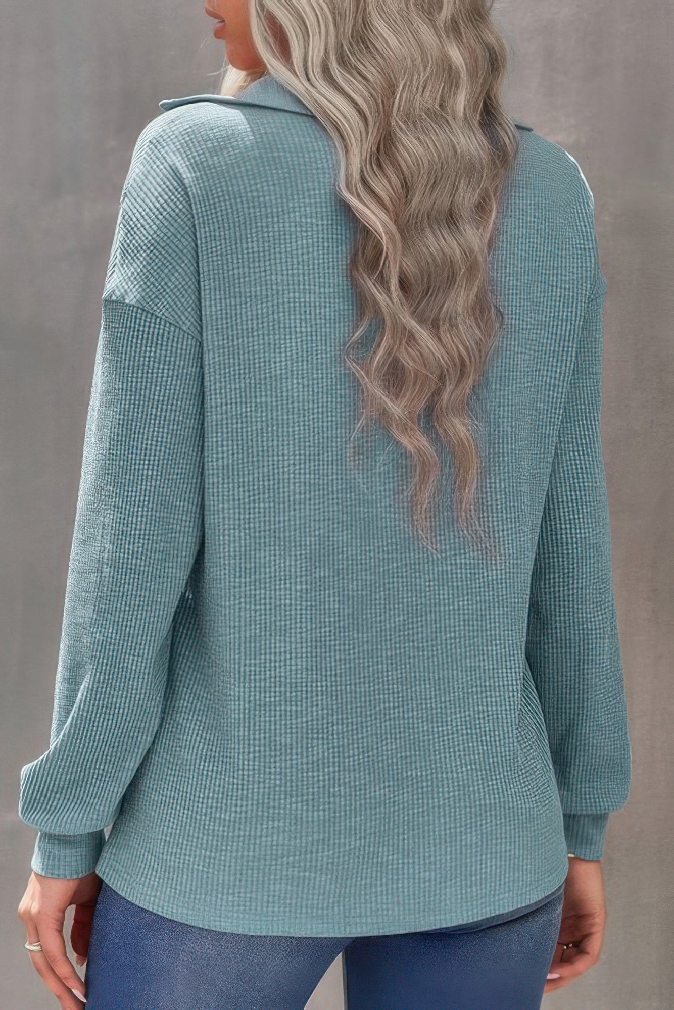 Half Zip Long Sleeve Solid Knit Top - Tigbul's Variety Fashion Shop