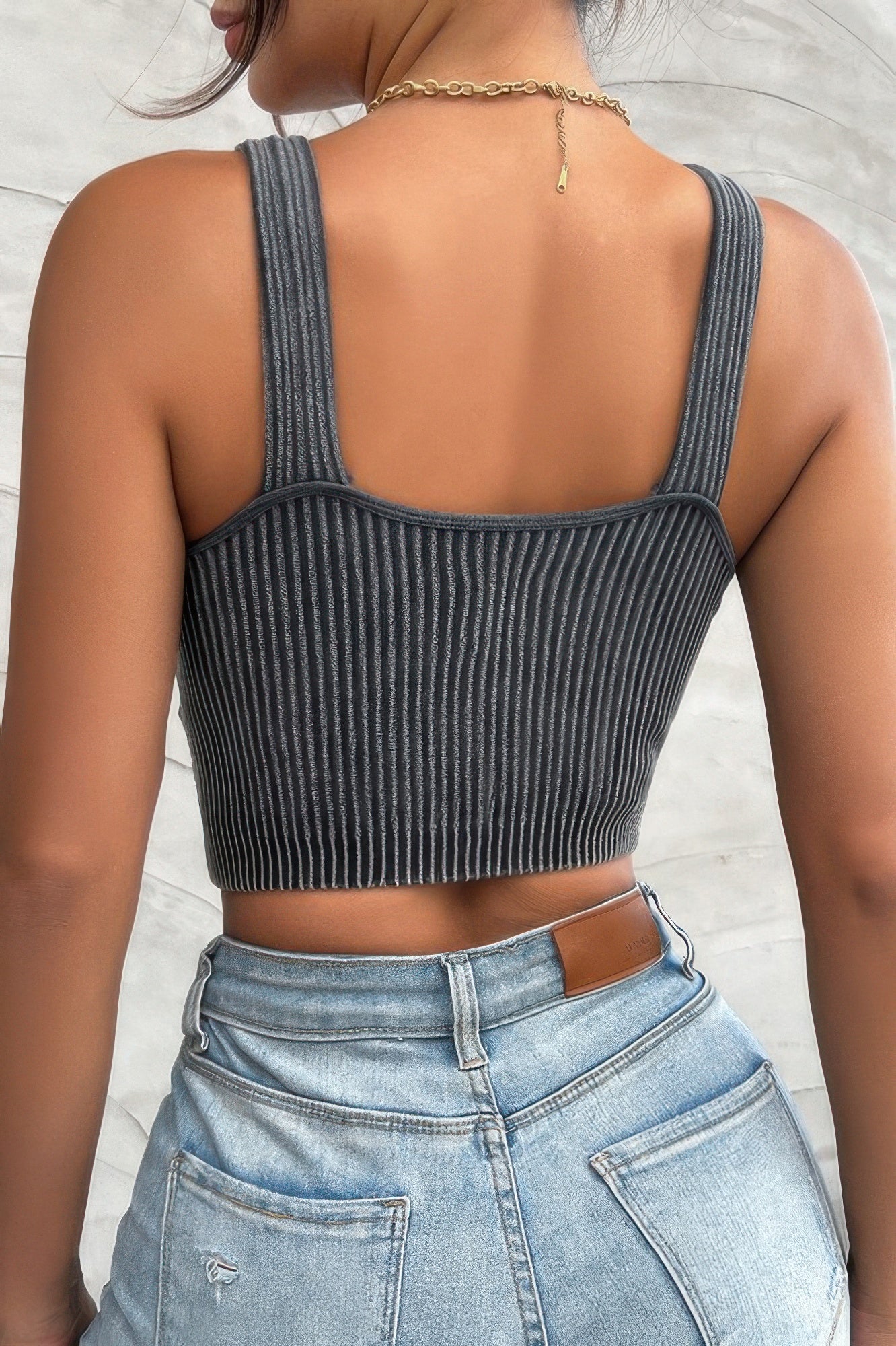 Solid V Neck Elastic Sleeveless High Waist Top - Tigbul's Variety Fashion Shop