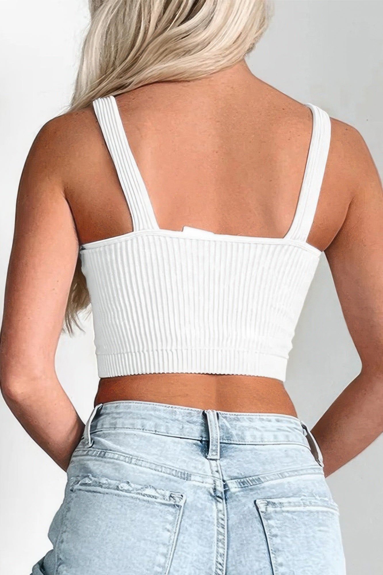 Solid V Neck Elastic Sleeveless High Waist Top - Tigbul's Variety Fashion Shop