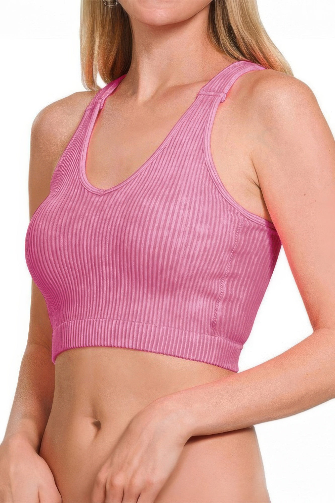 Solid V Neck Elastic Sleeveless High Waist Top - Tigbul's Variety Fashion Shop