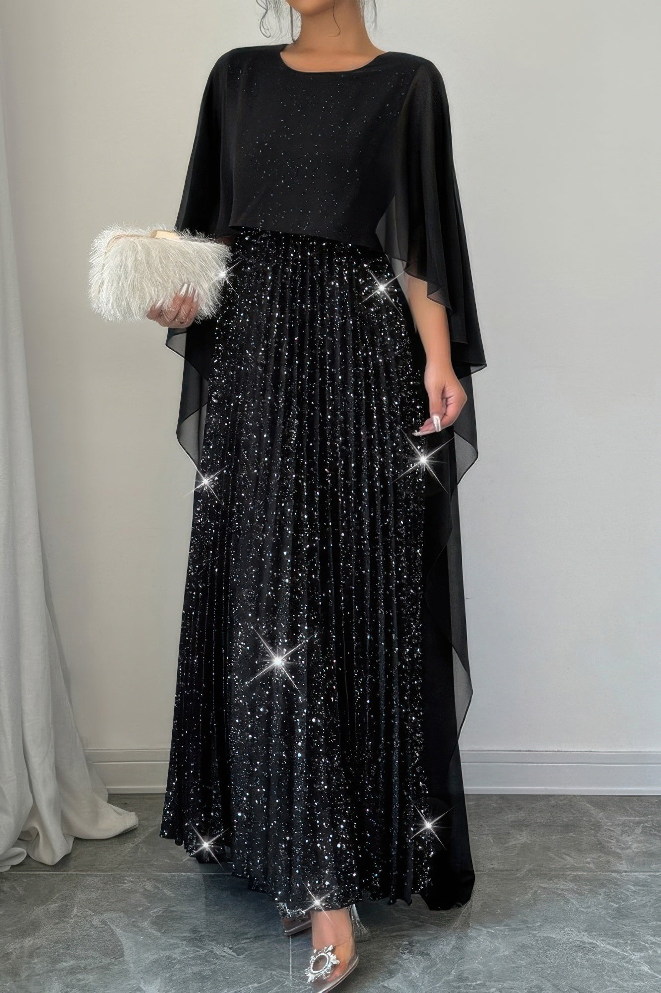 Solid Elegant Sequin Satin Knit Party Long Dress - Tigbul's Variety Fashion Shop