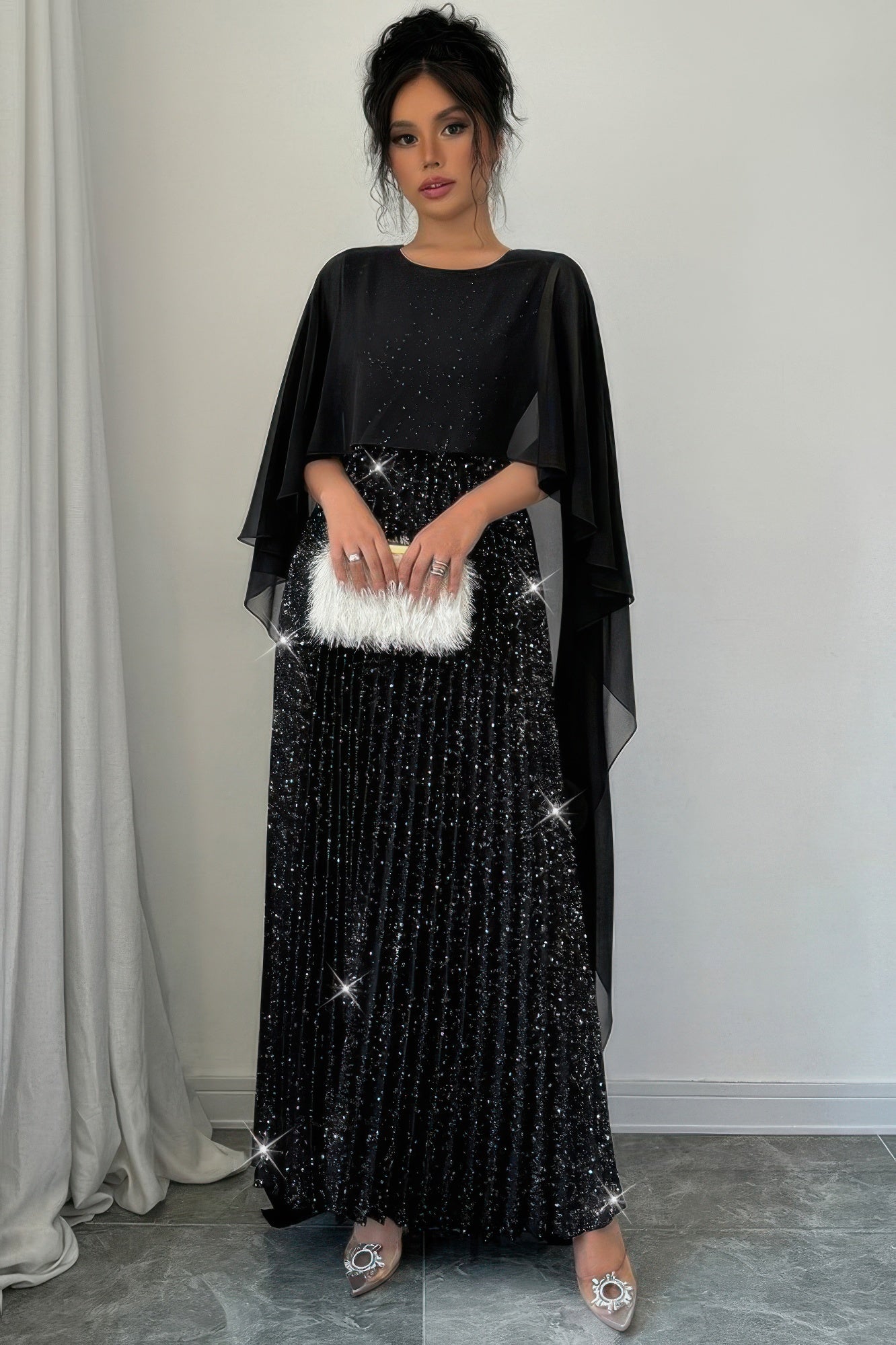 Solid Elegant Sequin Satin Knit Party Long Dress - Tigbul's Variety Fashion Shop