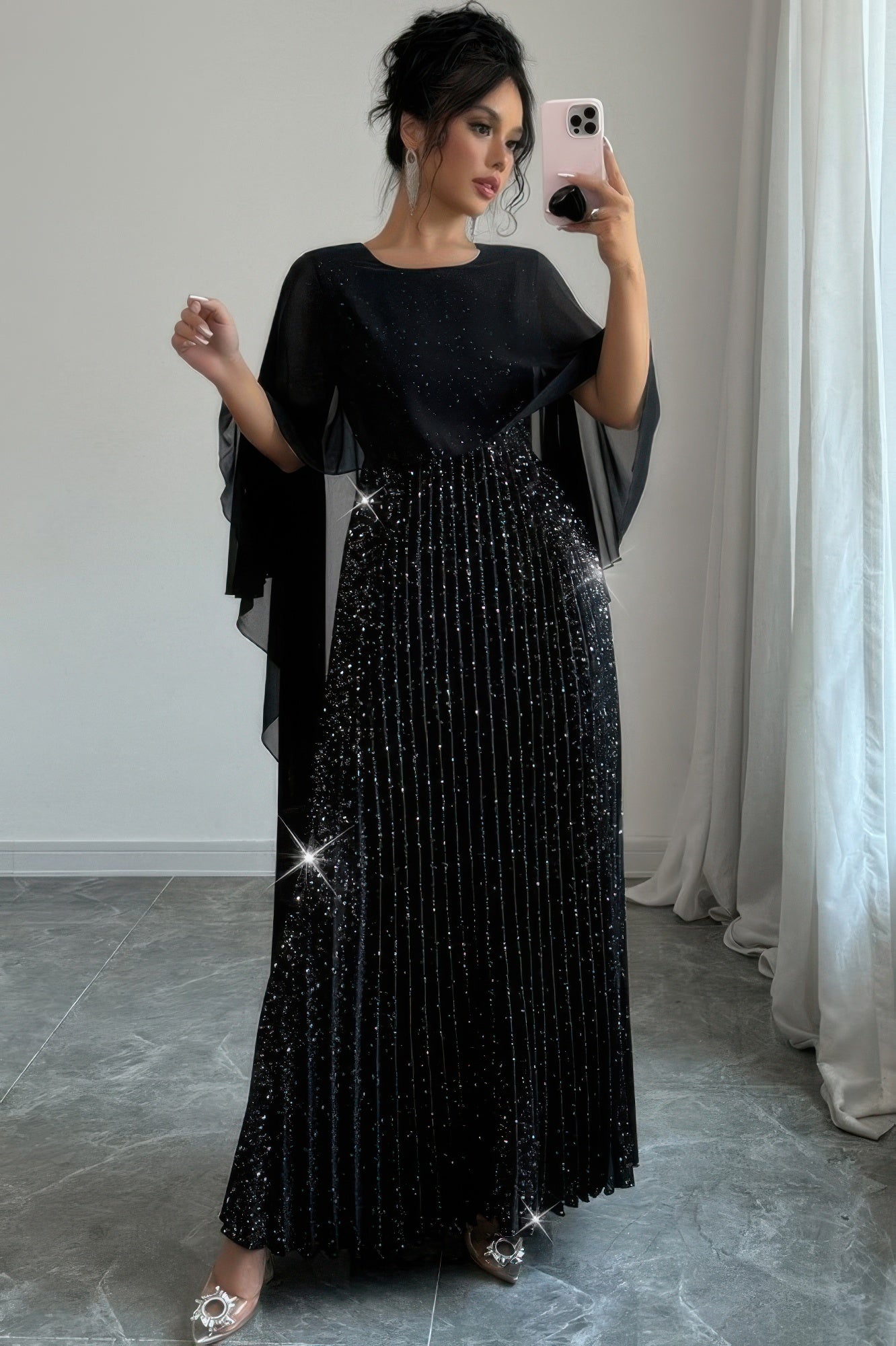 Solid Elegant Sequin Satin Knit Party Long Dress - Tigbul's Variety Fashion Shop