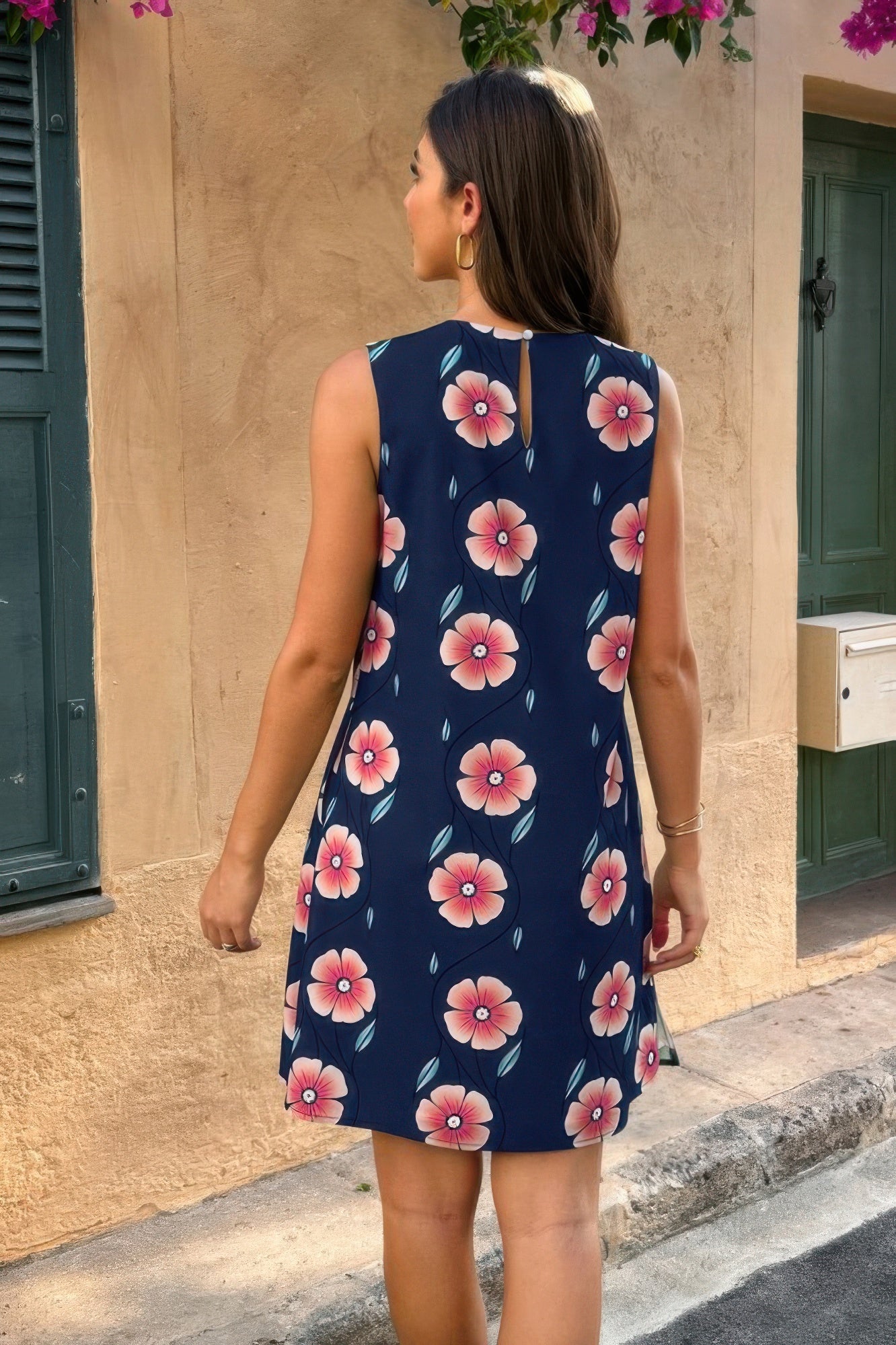 Round Neck Floral Print Sleeveless Loose Dress - Tigbul's Variety Fashion Shop