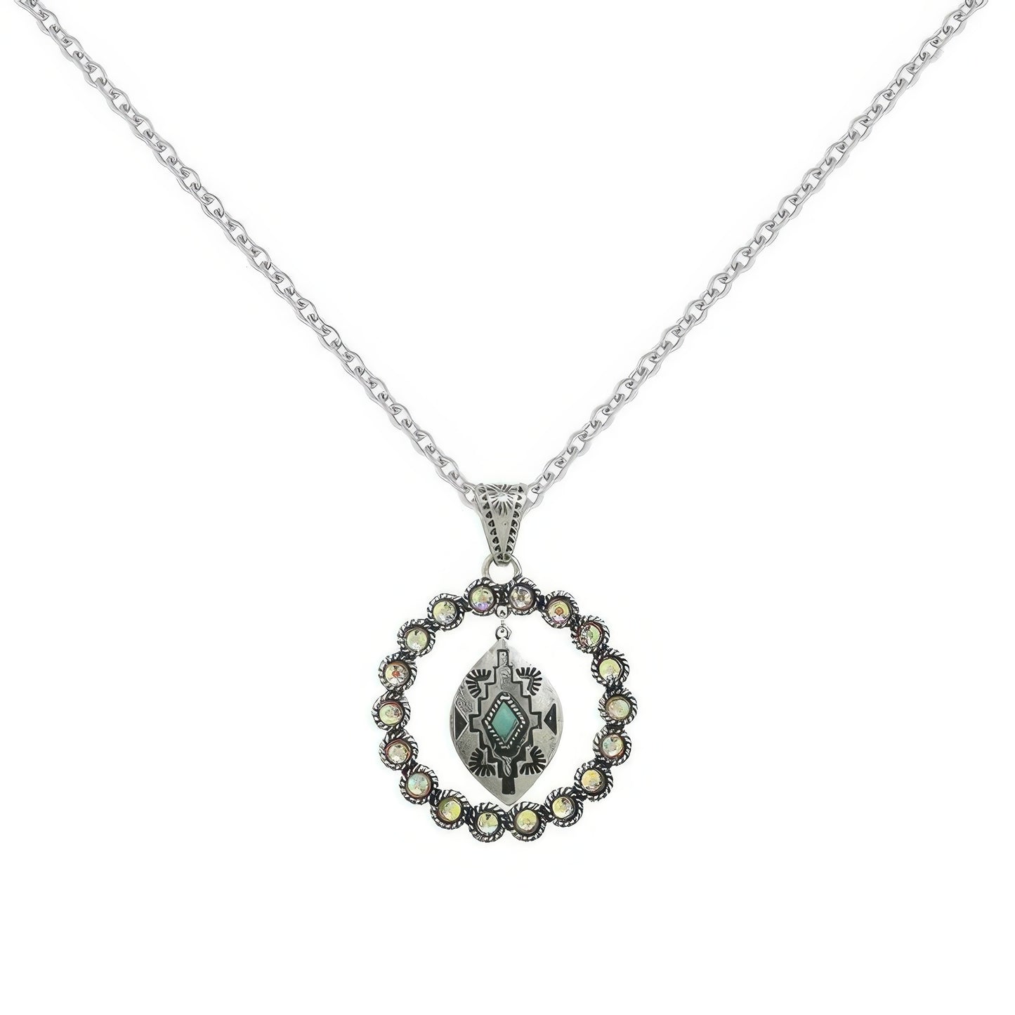 Western Rhinestone Open Circle Necklace - Tigbul's Variety Fashion Shop