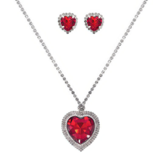 Valentine's Day Heart Gemstone Necklace Set - Tigbul's Variety Fashion Shop