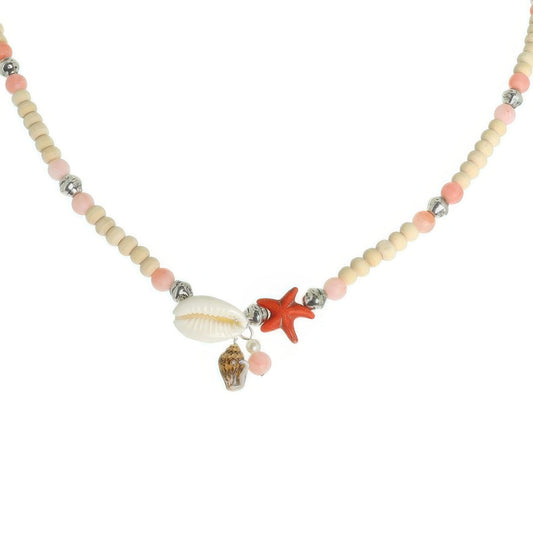 Sea Life Starfish Puka Shell Wood Beaded Necklace - Tigbul's Variety Fashion Shop
