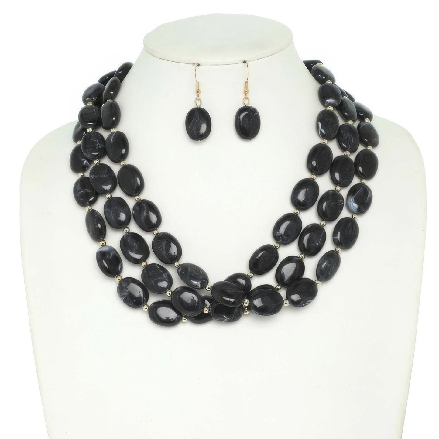 Multi Strand Natural Gemstone Beaded Necklace Set - Tigbul's Variety Fashion Shop