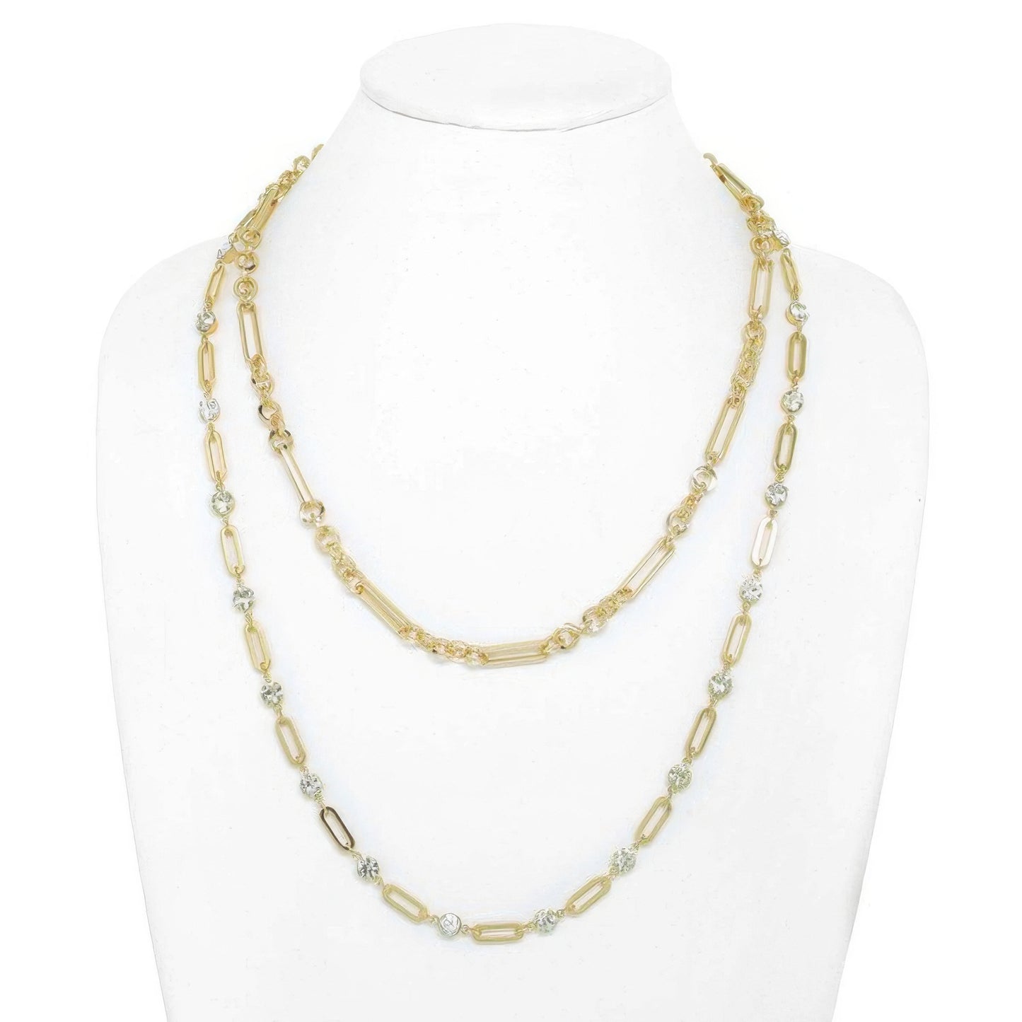 2-piece Rhinestone Chain Necklace Layered Set - Tigbul's Variety Fashion Shop