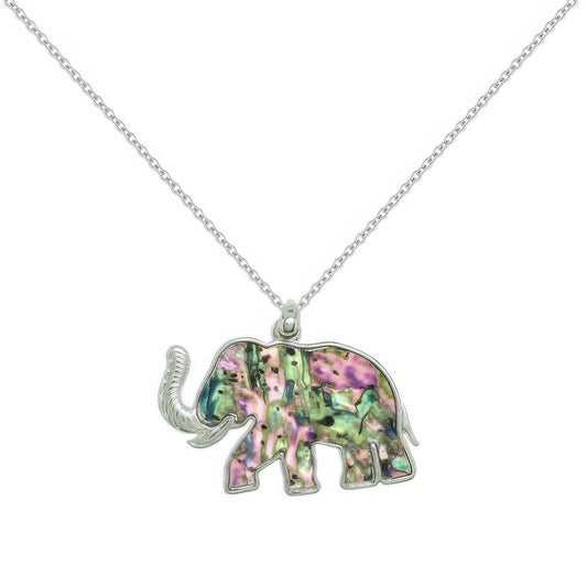 Safari Abalone Elephant Pendant Necklace - Tigbul's Variety Fashion Shop