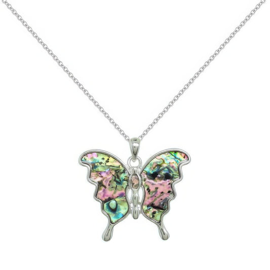 Whimsical Abalone Butterfly Pendant Necklace - Tigbul's Variety Fashion Shop