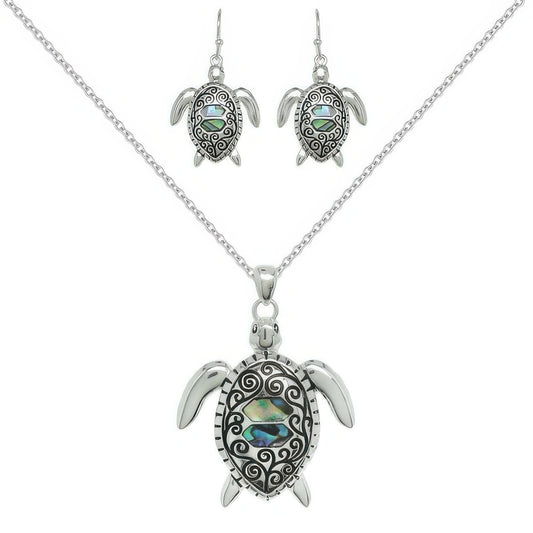 Sea Life Abalone Marine Turtle Necklace Set - Tigbul's Variety Fashion Shop