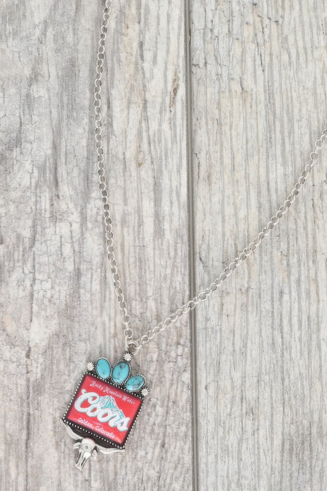 Western Longhorn Coors Water Pendant Necklace - Tigbul's Variety Fashion Shop