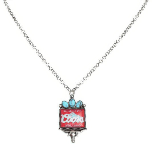 Western Longhorn Coors Water Pendant Necklace - Tigbul's Variety Fashion Shop