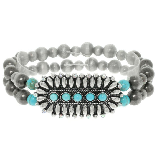 Western Concho Turquoise Bead Bracelet - Tigbul's Variety Fashion Shop