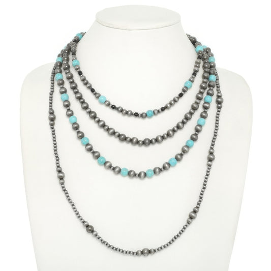 Western Multi Strand Beaded Necklace - Tigbul's Variety Fashion Shop