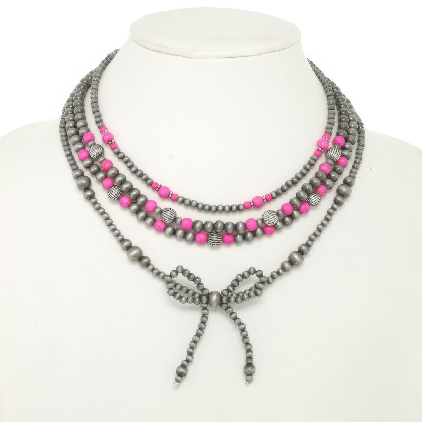 Western Multi Strand Bow Pendant Necklace - Tigbul's Variety Fashion Shop