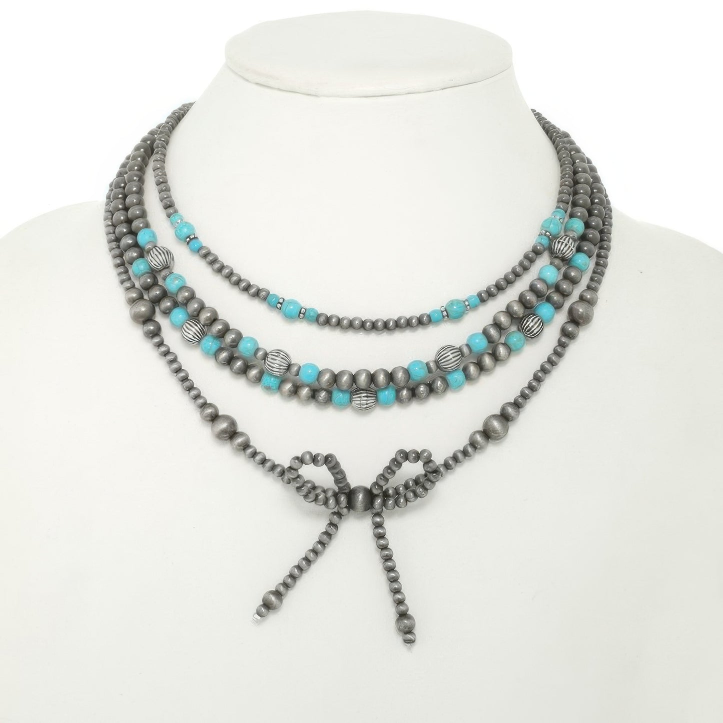 Western Multi Strand Bow Pendant Necklace - Tigbul's Variety Fashion Shop