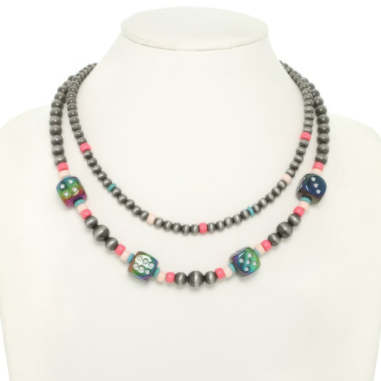 Western Multi Strand Dice Beaded Necklace - Tigbul's Variety Fashion Shop