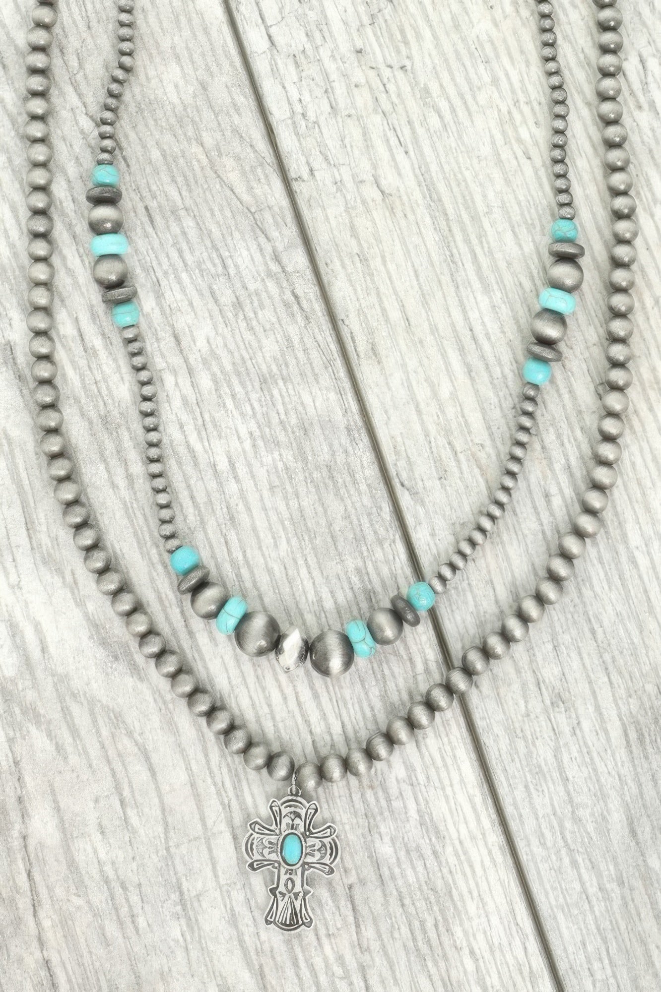 Western Turquoise Cross Pendant Necklace - Tigbul's Variety Fashion Shop