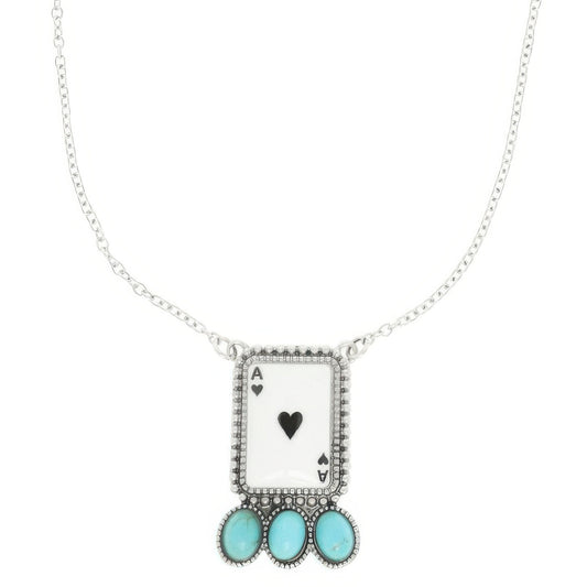 Western Ace Card Turquoise Theme Necklace - Tigbul's Variety Fashion Shop
