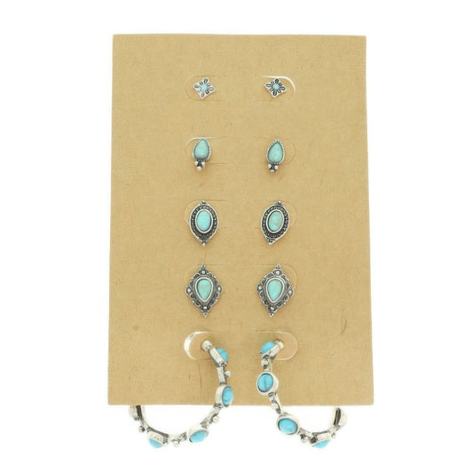Western Theme Assorted 5 Pair Earring Set - Tigbul's Variety Fashion Shop
