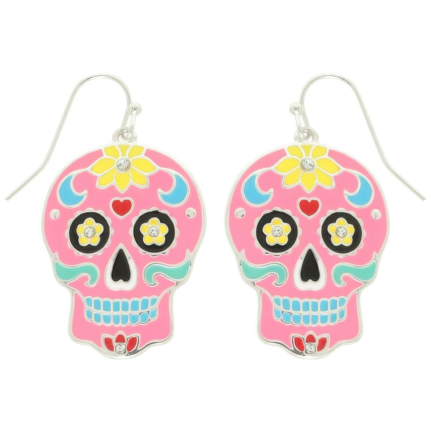 Halloween Jeweled Enamel Sugar Skull Earrings - Tigbul's Variety Fashion Shop