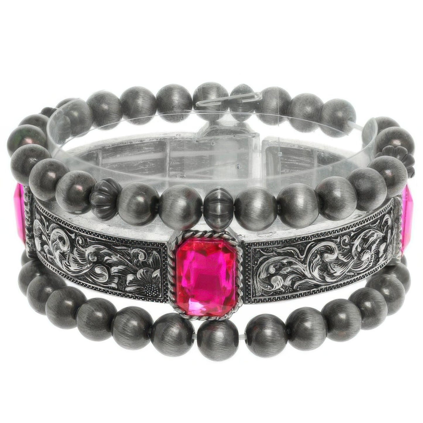 3pc Western Crystal Beaded Bracelet Set - Tigbul's Variety Fashion Shop