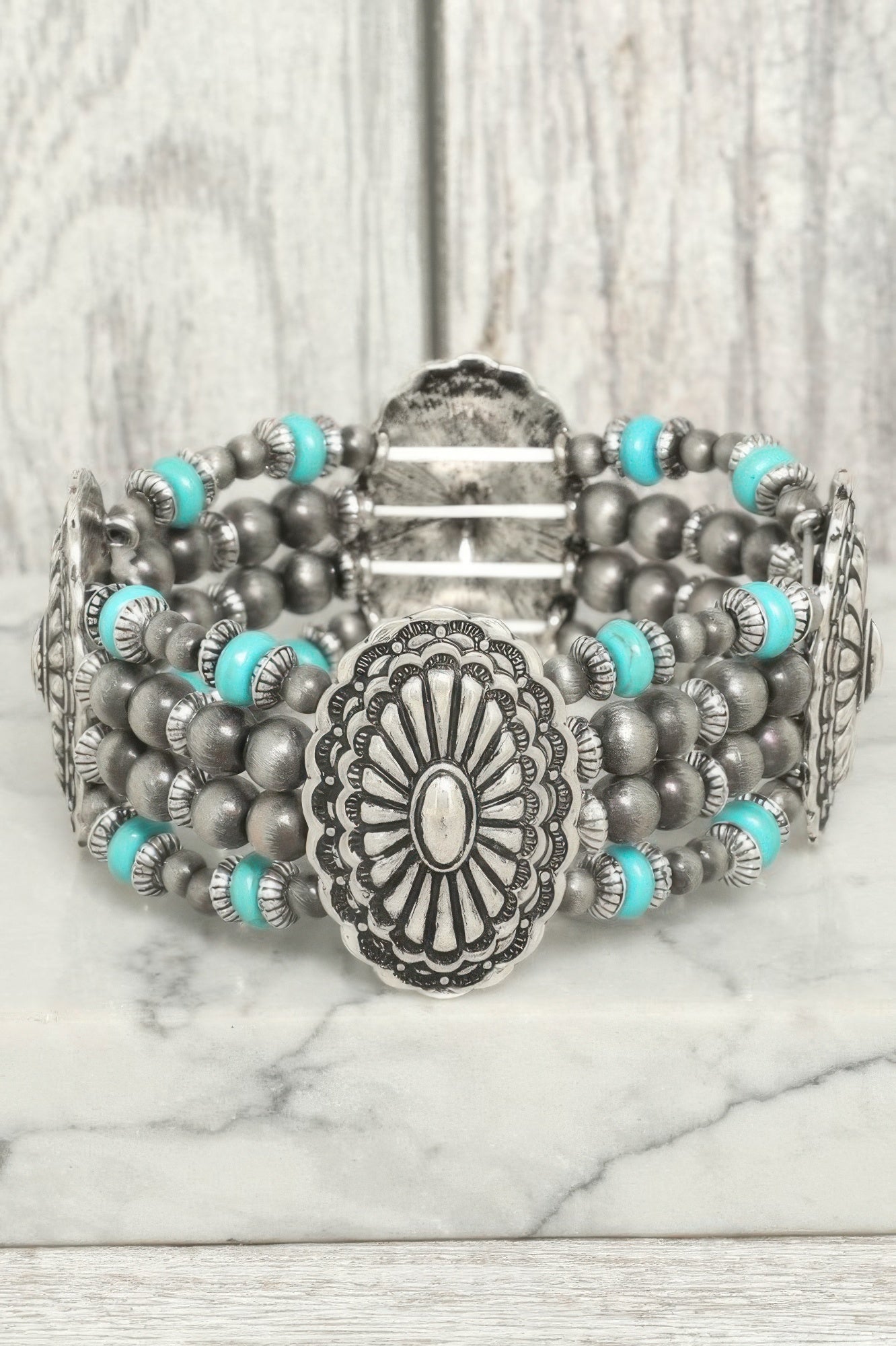 Western Oval Concho Stretch Bracelet - Tigbul's Variety Fashion Shop