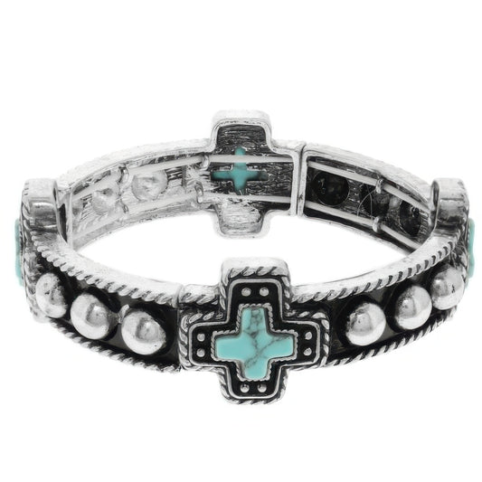 Western Turquoise Cross Bracelet - Tigbul's Variety Fashion Shop