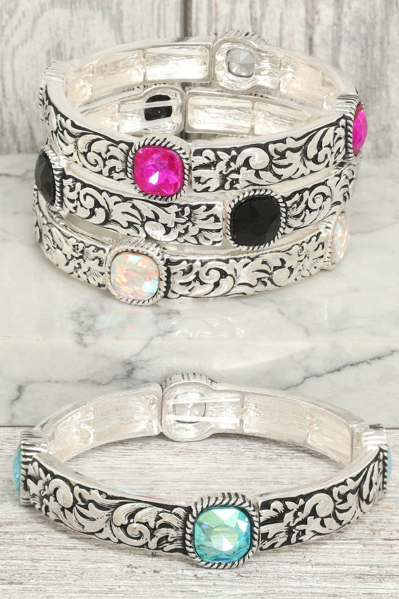 Western Crystal Stretch Bracelet - Tigbul's Variety Fashion Shop