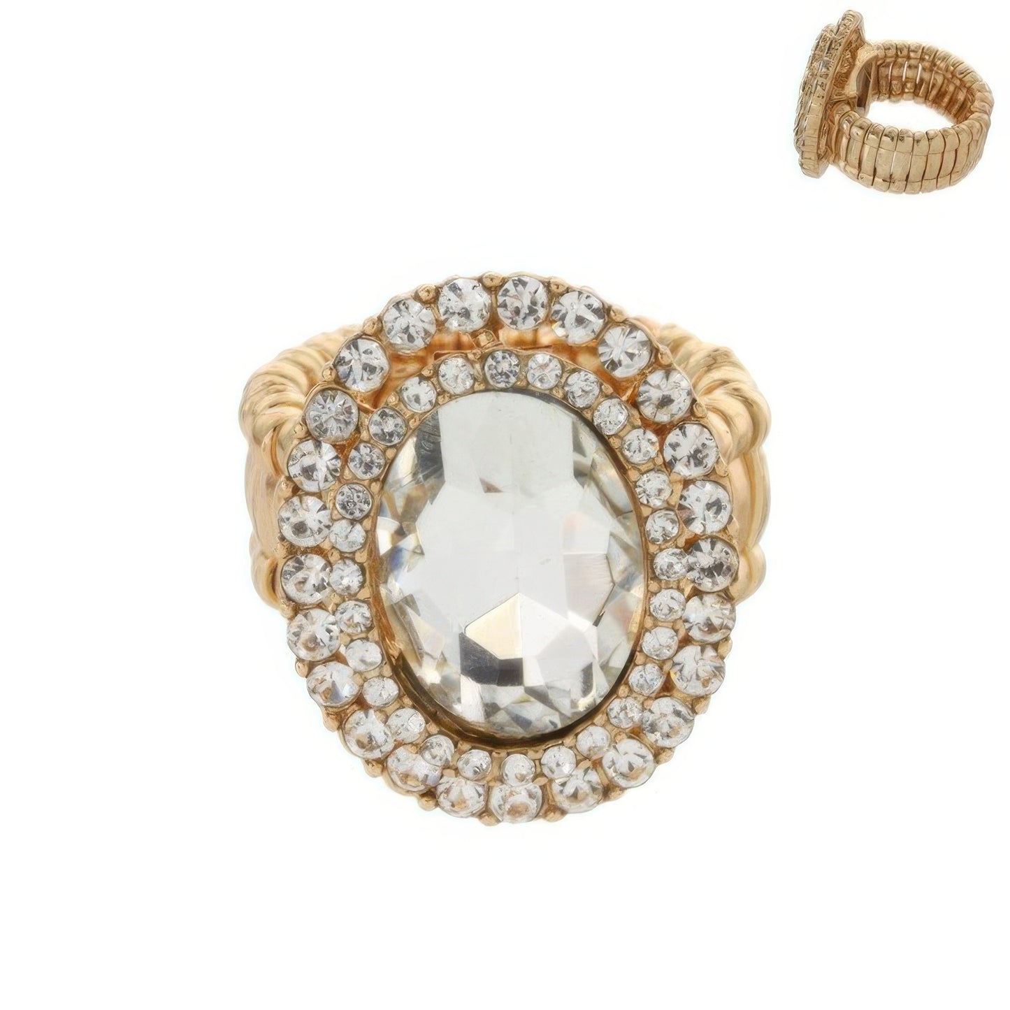 Crystal Rhinestone Halo Stretch Ring - Tigbul's Variety Fashion Shop