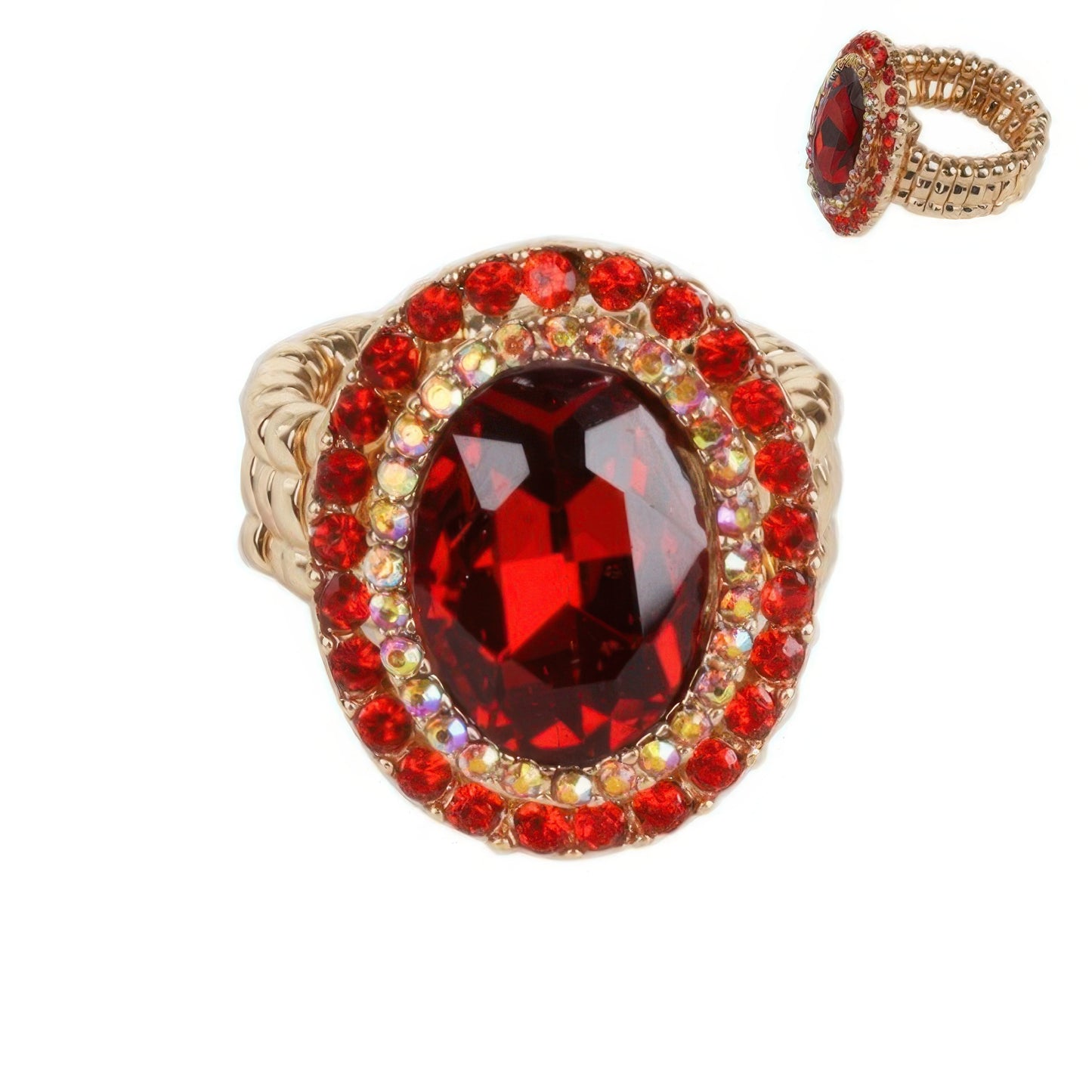 Crystal Rhinestone Halo Stretch Ring - Tigbul's Variety Fashion Shop