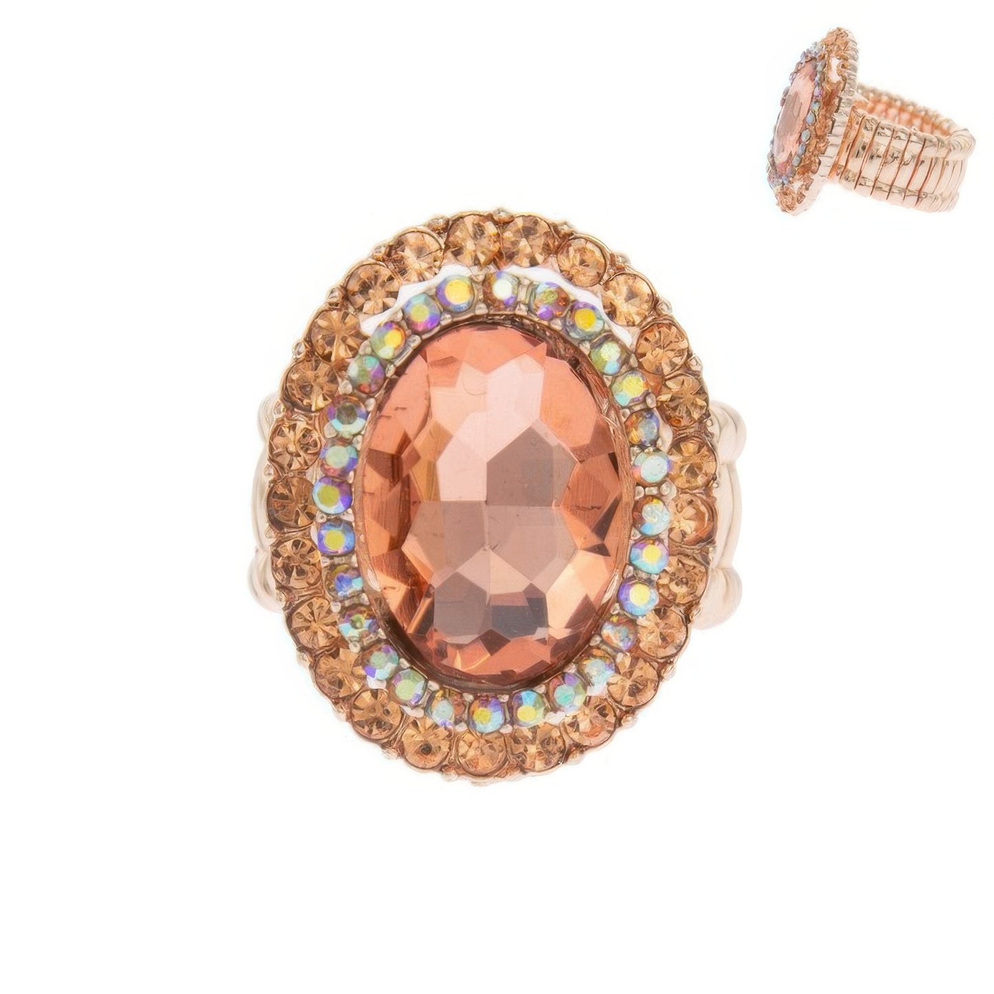 Crystal Rhinestone Halo Stretch Ring - Tigbul's Variety Fashion Shop