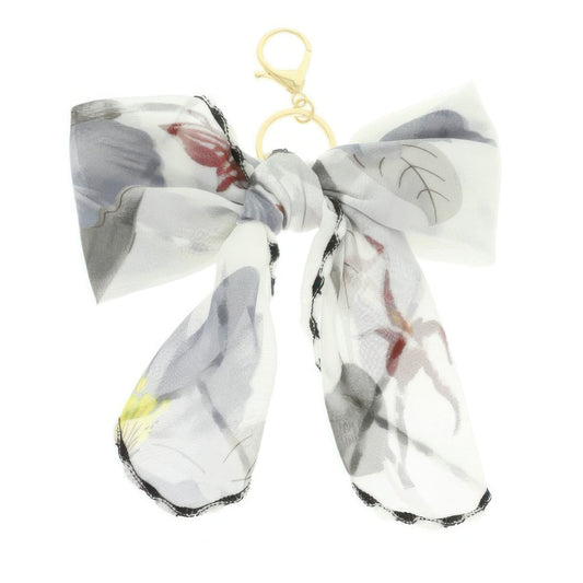 Floral Theme Scarf Bow Bag Charm Keychain - Tigbul's Variety Fashion Shop