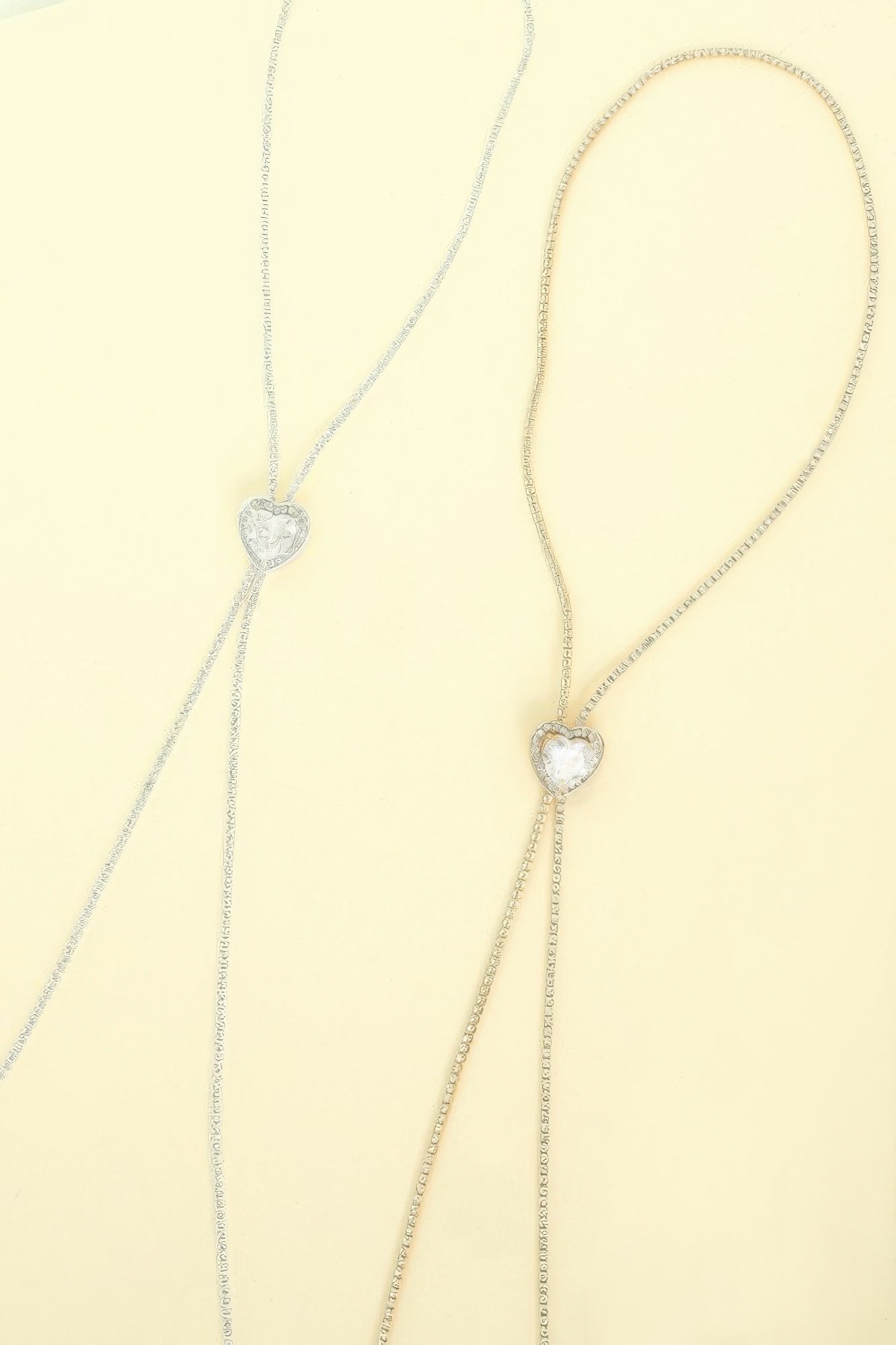 Bezel Set Crystal Heart Charm Bolo Necklace - Tigbul's Variety Fashion Shop