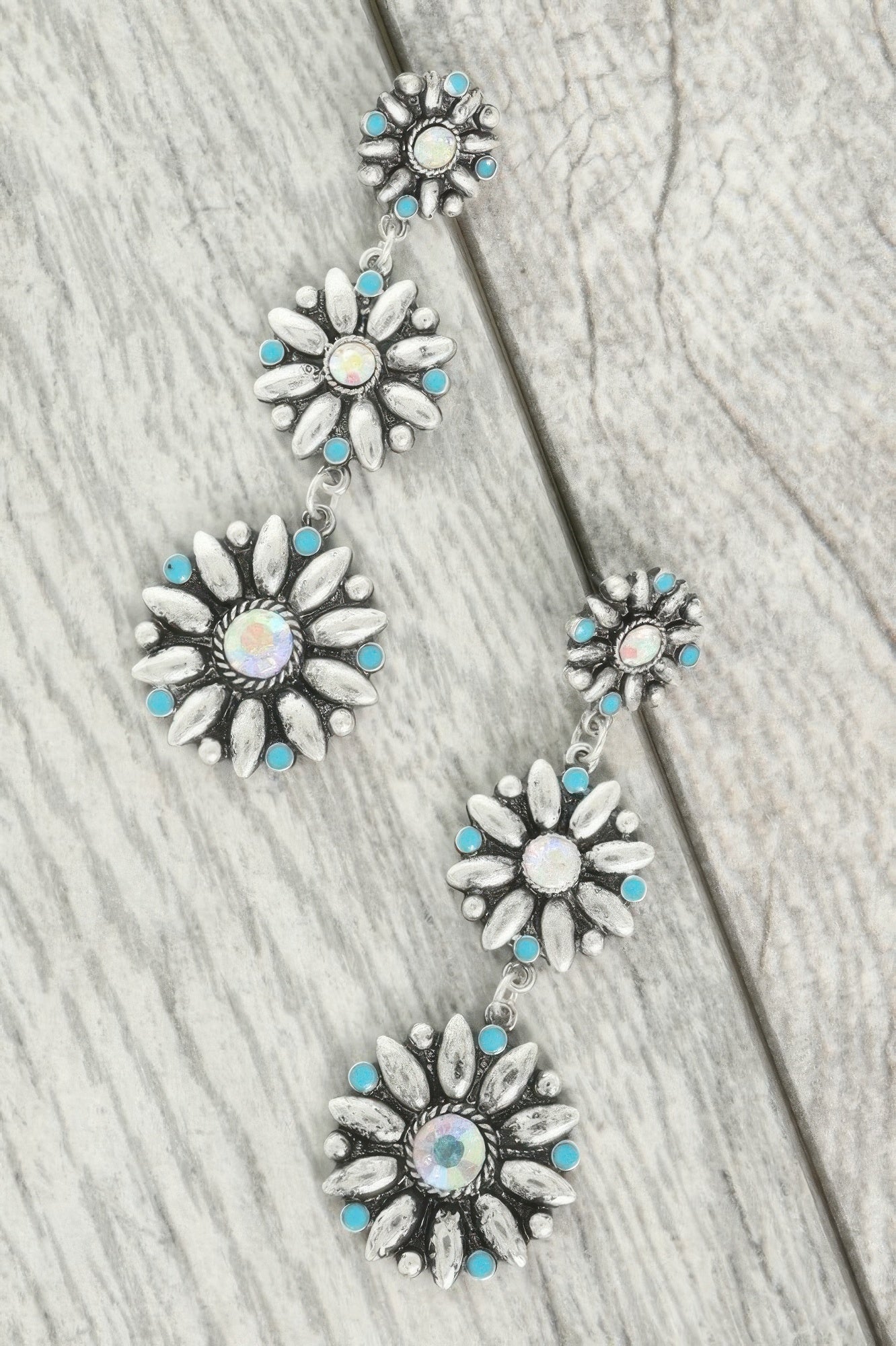 Western Floral Concho Linear Earrings - Tigbul's Variety Fashion Shop