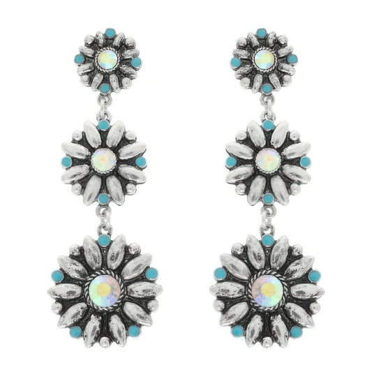 Western Floral Concho Linear Earrings - Tigbul's Variety Fashion Shop